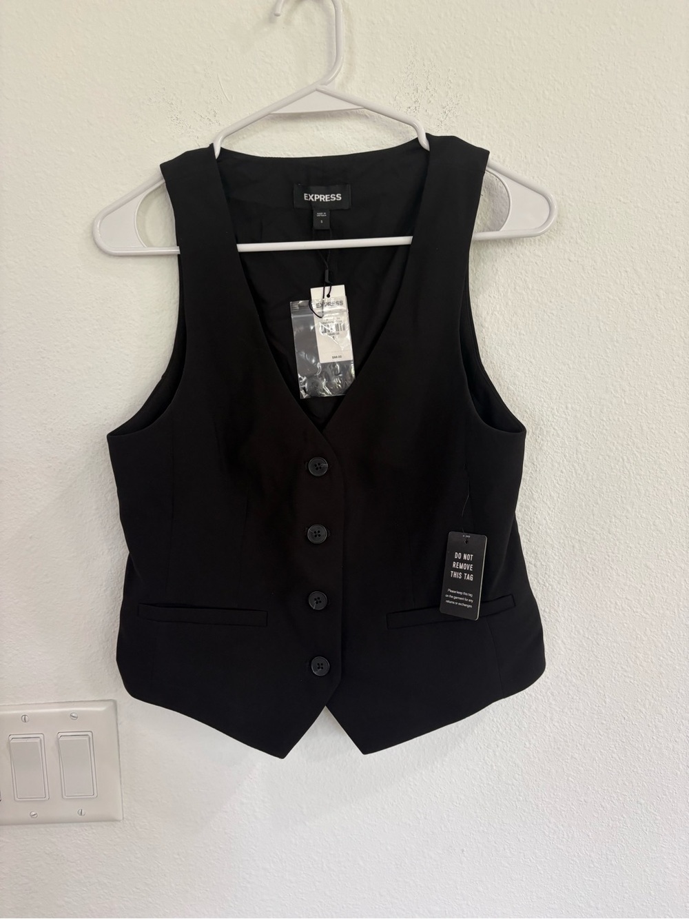 Express NWT Black Button Up Vest